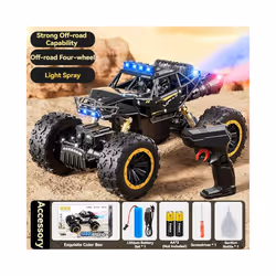 New 6WD Oversize Remote Control Car With Led Lights Spray 2.4G Radio RC Cars Off-Road Control Truck - 28CM Black 4WD Spray