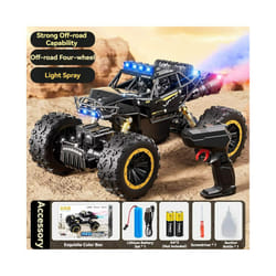 New 6WD Oversize Remote Control Car With Led Lights Spray 2.4G Radio RC Cars Off-Road Control Truck - 28CM Black 4WD Spray