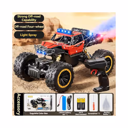 New 6WD Oversize Remote Control Car With Led Lights Spray 2.4G Radio RC Cars Off-Road Control Truck - 28CM Red 4WD Spray