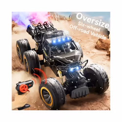 New 6WD Oversize Remote Control Car With Led Lights Spray 2.4G Radio RC Cars Off-Road Control Truck - 28CM Red 4WD Spray