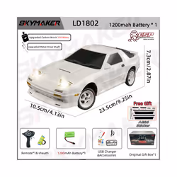 Skymaker AE86 Model LD1801 RX-7 FC LD1802 1:18 RC Drift Car 1/18 2.4G Remote Control ESP Gyroscope LED - LD1802-1B1200-S