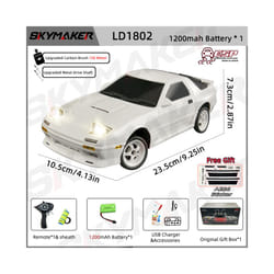 Skymaker AE86 Model LD1801 RX-7 FC LD1802 1:18 RC Drift Car 1/18 2.4G Remote Control ESP Gyroscope LED - LD1802-1B1200-S