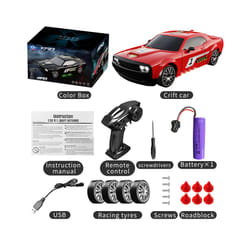 JHD2.4G Professional Drive with Light Racing Remote Control Car 1:20 Four-wheel Drive Drift Car High-speed - KF27 Car Red 1Ba