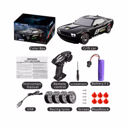 JHD2.4G Professional Drive with Light Racing Remote Control Car 1:20 Four-wheel Drive Drift Car High-speed - KF27 Car Black 1 ...