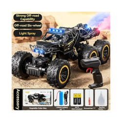 New 6WD Oversize Remote Control Car With Led Lights Spray 2.4G Radio RC Cars Off-Road Control Truck - 38CM Black 6WD Spray
