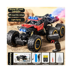 New 6WD Oversize Remote Control Car With Led Lights Spray 2.4G Radio RC Cars Off-Road Control Truck - 38CM Red 6WD Spray