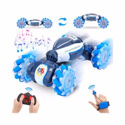 RC Car Remote Control Stunt Toy Car 4WD 1:18 Gesture Sensing RC Drift Cars Twist Climbing Off Road Kids - White Blue