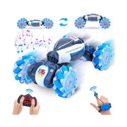 RC Car Remote Control Stunt Toy Car 4WD 1:18 Gesture Sensing RC Drift Cars Twist Climbing Off Road Kids - White Blue
