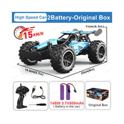1:18 Scale High Speed Car 15KM/H 2WD Remote Control Racing Car 2.4G Off Road Vehicle RC Car Toys for - Blue-2B-Original Box