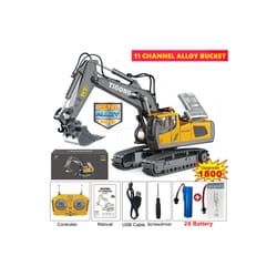 4WD Remote Control Excavator 4x4 Alloy Dump Truck Bulldozer Radio Model RC Car Construction Vehicle - Excavator 2Battery
