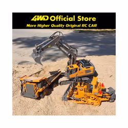 4WD Remote Control Excavator 4x4 Alloy Dump Truck Bulldozer Radio Model RC Car Construction Vehicle - Excavator 2Battery