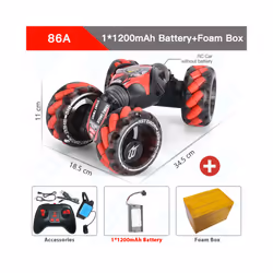 ZWN 1:12 4WD RC Car Radio Gesture Induction Music Light Stunt Remote Control Car off-Road Control Boys - 86A Red 1B FB