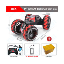 ZWN 1:12 4WD RC Car Radio Gesture Induction Music Light Stunt Remote Control Car off-Road Control  Boys - 86A Red 1B FB