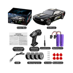 JHD2.4G Professional Drive with Light Racing Remote Control Car 1:20 Four-wheel Drive Drift Car High-speed - KF27 Car Black 2B