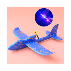 Electric Foam Plane Glider Hand Throw Airplane with LED Light Automatic Flight Planes Outdoor Kids Toys - B