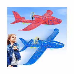 Electric Foam Plane Glider Hand Throw Airplane with LED Light Automatic Flight Planes Outdoor Kids Toys - B