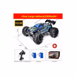 50 or 80KM/H Rc Cars 1/16 Off Drift Road 4WD with LED 2.4G Waterproof Remote Control Monster Truck for - 16101 Blue 2B