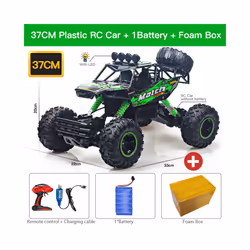 ZWN 1:12 4WD RC Car With Led Lights 2.4G Radio Remote Control Cars Buggy Off-Road Control Monster Trucks - 37CM Green 1Batty
