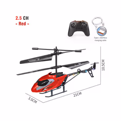 RC Helicopter Remote Control Kids Toy Airplane Resistant Collision Alloy Wireless Aircraft Toys for - 2.5CH red