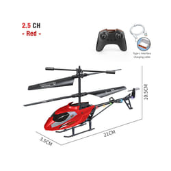 RC Helicopter Remote Control Kids Toy Airplane Resistant Collision Alloy Wireless Aircraft Toys for - 2.5CH red