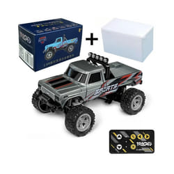 RC Off-Road Monster Truck 1/64 Remote Control Mini Climbing Car, Alloy Material, 2.4G Remote Control - Grey