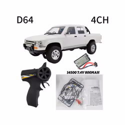 1/16 Scale RC Crawler WPL Truck RTR Off-Road Pick-up Car 2.4GH Remote Control RC Rock Crawler with LED - D64 White 4WD
