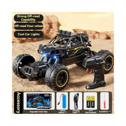 New 6WD Oversize Remote Control Car With Led Lights Spray 2.4G Radio RC Cars Off-Road Control Truck - 19CM Black 4WD