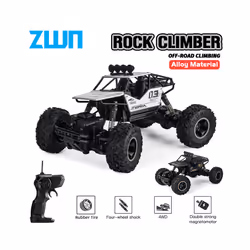 ZWN 1:16 4WD RC Car With Led Lights Radio Alloy Remote Control Cars Buggy Off-Road Control Trucks Boys - 28CM Silver 1B Alloy