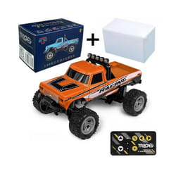RC Off-Road Monster Truck 1/64 Remote Control Mini Climbing Car, Alloy Material, 2.4G Remote Control - Orange