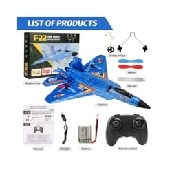 F22 Raptor RC Plane 2.4G 2CH Remote Control Flying Glider With LED Lights EPP Foam Airplane Toys For - Blue