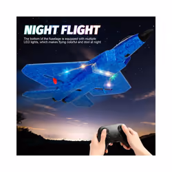 F22 Raptor RC Plane 2.4G 2CH Remote Control Flying Glider With LED Lights EPP Foam Airplane Toys For - Blue