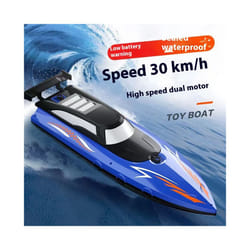 Cross-Border Remote Control Boat Electric Toy Charging 2.4G Remote Control Boat Double Spiral Pulp High-Speed - Blue