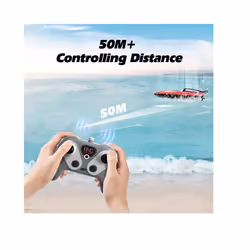 Cross-Border Remote Control Boat Electric Toy Charging 2.4G Remote Control Boat Double Spiral Pulp High-Speed - Blue