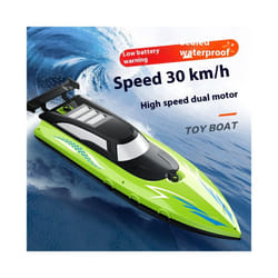 Cross-Border Remote Control Boat Electric Toy Charging 2.4G Remote Control Boat Double Spiral Pulp High-Speed - green