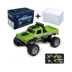 RC Off-Road Monster Truck 1/64 Remote Control Mini Climbing Car, Alloy Material, 2.4G Remote Control - Green