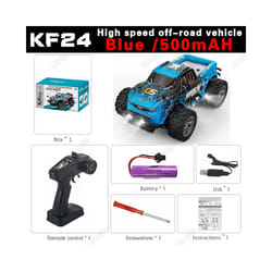 1:20 Model RC Car With LED Light 2.4G High Speed Off-road KF24 KF23 Remote Control Climbing Vehicle - Blue 500mah