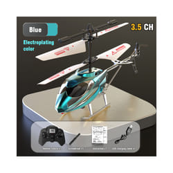 RC Helicopter Remote Control Kids Toy Airplane Resistant Collision Alloy Wireless Aircraft Toys for - 3.5CH blue
