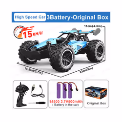 1:18 Scale High Speed Car 15KM/H 2WD Remote Control Racing Car 2.4G Off Road Vehicle RC Car Toys for - Blue-3B-Original Box