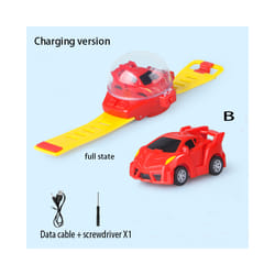 Children's Mini Watch Remote Control Car Toy Novelty RC Car Toy Cartoon Portable USB Charging Watch - infrared red B