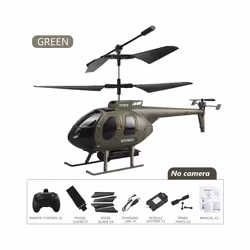 RC Helicopter Military 4CH LED Lights 4K Camera Altitude Hold Remote Control Helicopter For Adults Birthday - green no camera
