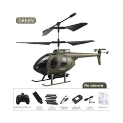 RC Helicopter Military 4CH LED Lights 4K Camera Altitude Hold Remote Control Helicopter For Adults Birthday - green no camera