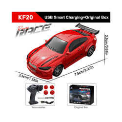 ZWN 2.4G RC Simulation Mini Drift Car Palm Racing Model Desktop Toys 1/64 Scale 4WD Remote Control Car - KF20 Red OB