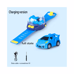 Children's Mini Watch Remote Control Car Toy Novelty RC Car Toy Cartoon Portable USB Charging Watch - infrared blue