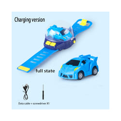 Children's Mini Watch Remote Control Car Toy Novelty RC Car Toy Cartoon Portable USB Charging Watch - infrared blue