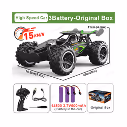 1:18 Scale High Speed Car 15KM/H 2WD Remote Control Racing Car 2.4G Off Road Vehicle RC Car Toys for - Green-3B-OriginalBox