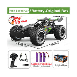 1:18 Scale High Speed Car 15KM/H 2WD Remote Control Racing Car 2.4G Off Road Vehicle RC Car Toys for - Green-3B-OriginalBox