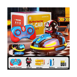 RC Battle Bumper Car Toy for Toddler Boy Girl Catapult Robot Karting Toy with Music Light RC Battle - One Blue Car