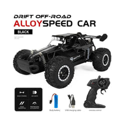 New RC Car 1:16 2WD with LED Light 2.4G 20KM/H High Speed Off-Road Climbing Remote Control Car Toy Gifts - Black
