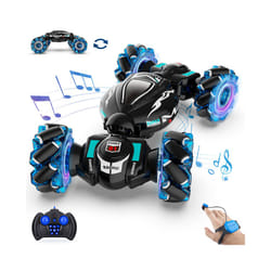 4WD Remote Control Car RC Stunt Car Watch Gesture Sensing Drift Twisting Car for Kids Toy Car with Music - Black