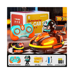 RC Battle Bumper Car Toy for Toddler Boy Girl Catapult Robot Karting Toy with Music Light RC Battle - One Orange Car